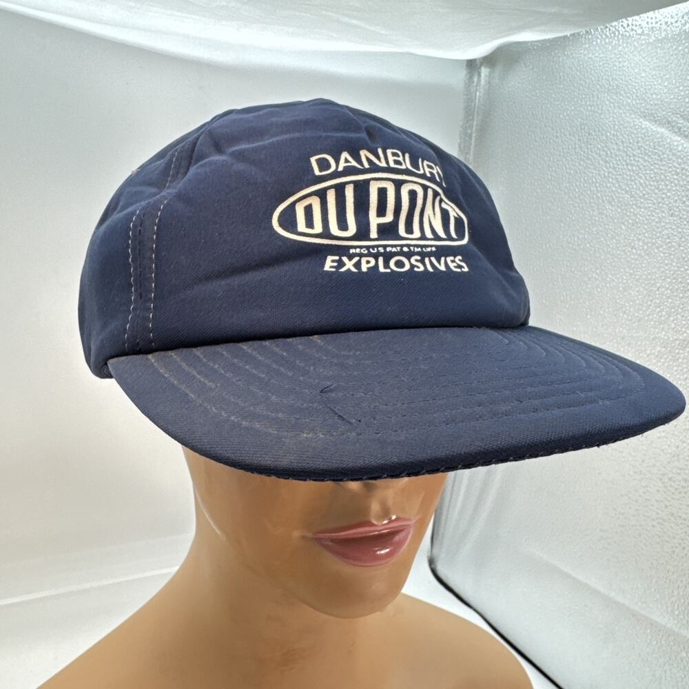 Vtg Blue 60-70’s Dupont Explosives Snapback Trucker Hat Danbury, CT Coal Mining